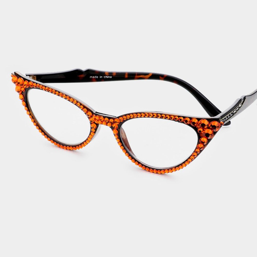 Austrian Crystal Cateye Reading Glasses, Vintage Crystal Reading Glasses - Picture 7 of 11